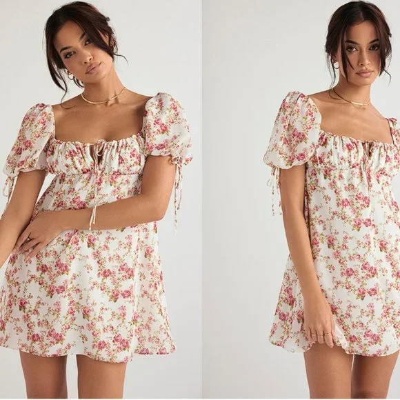 HOUSE OF CB 'Princess' Rose Print Mini Dress NWOT - Picture 6 of 8